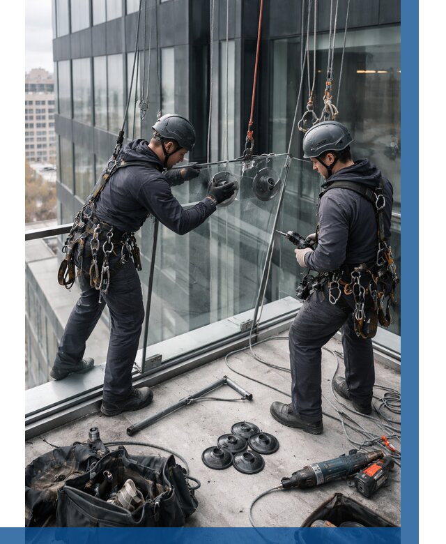 Монтаж стеклянных ограждений в Белорецке от 2534 р. | ВЫСОТНИК-Блр