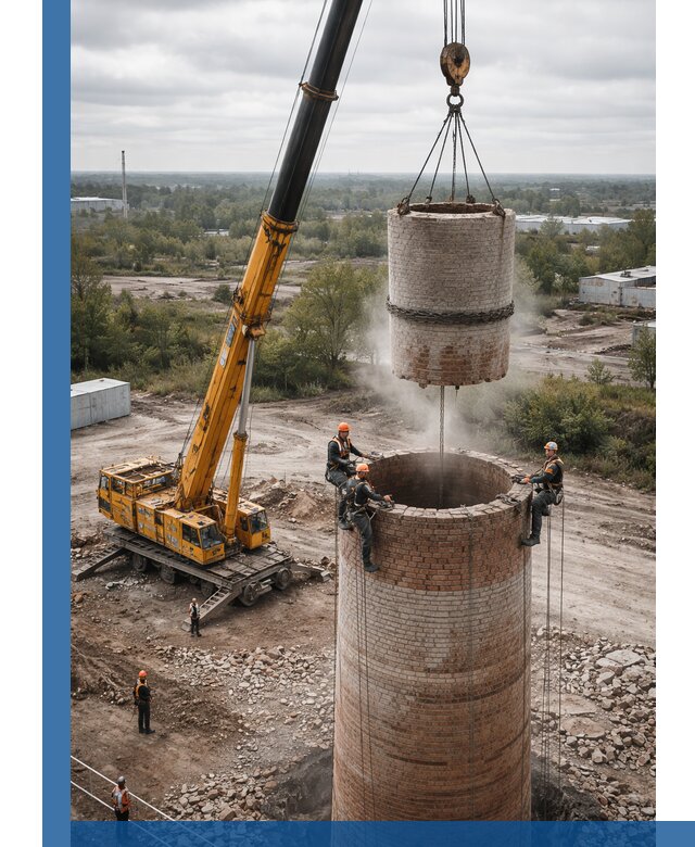 Демонтаж дымовой трубы в Белорецке с гарантиями безопасности