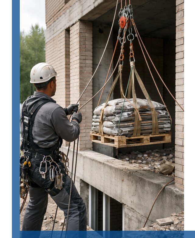 Подъем материалов на этаж веревками в Белорецке оперативно