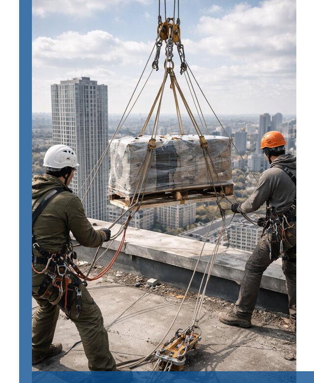 Подъем и монтаж крупногабаритных грузов на крышу в Белорецке