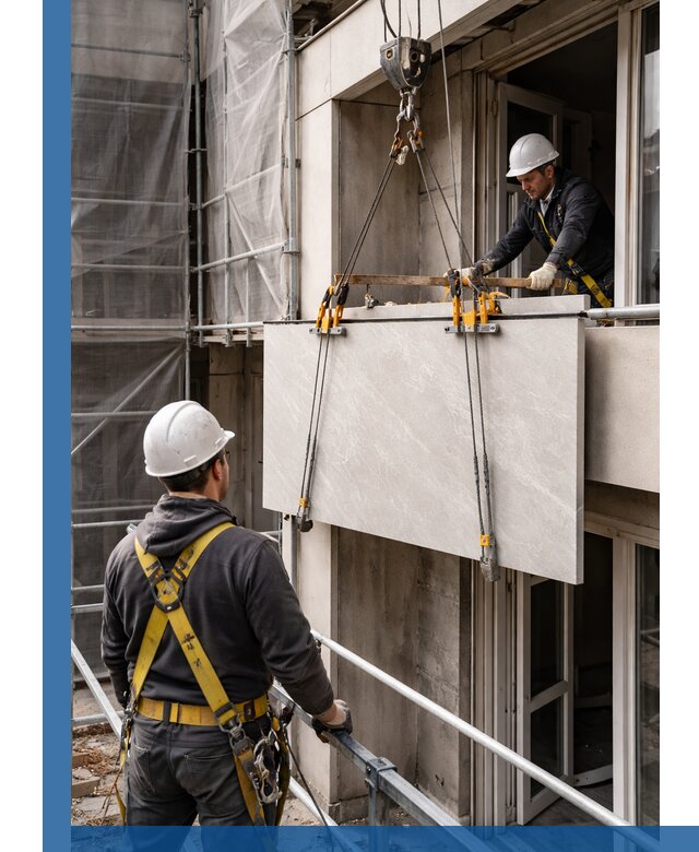 Подъем керамогранита на этаж в Белорецке грузчиками и техникой