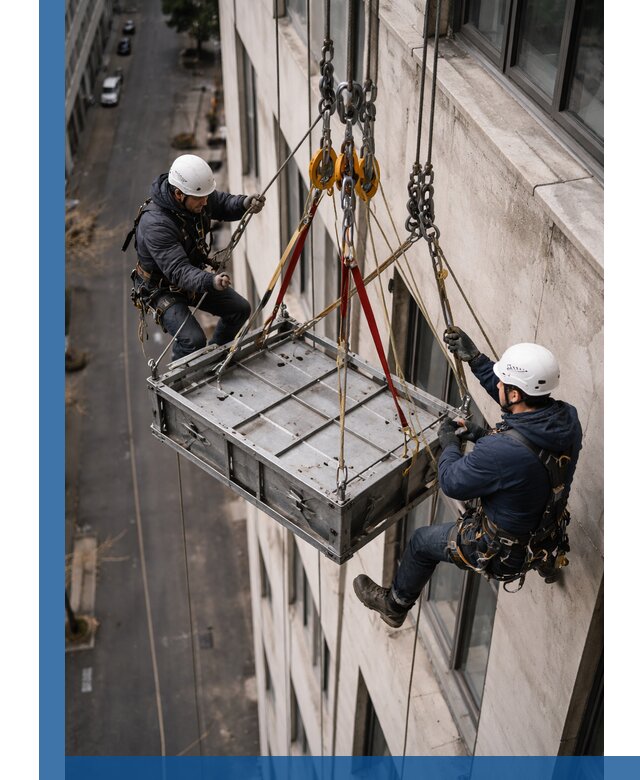 Спуск и подъем грузов по фасаду в Белорецке для зданий