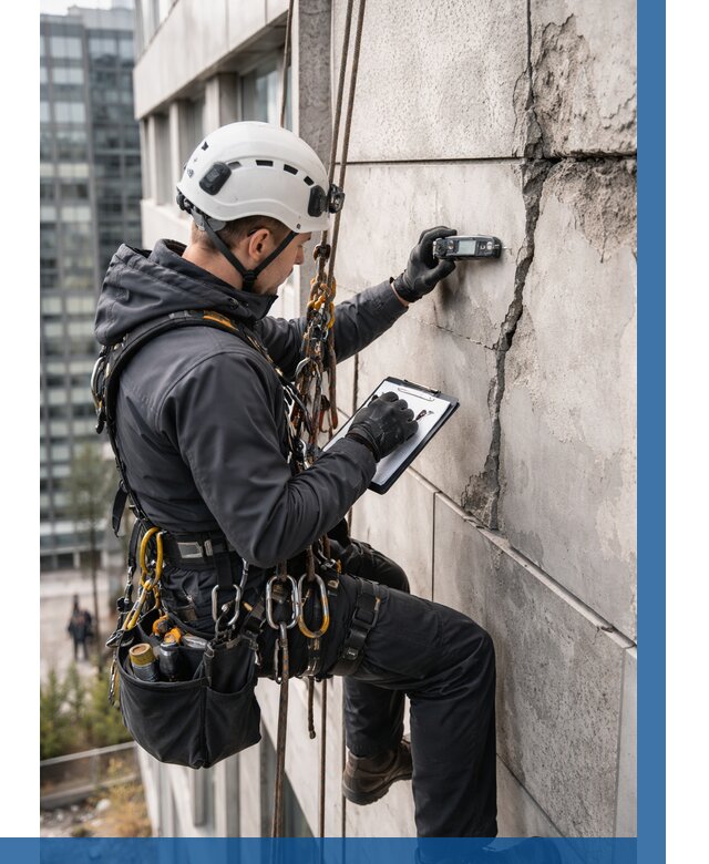 Обследование фасада альпинистами в Белорецке от 122 р. | ВЫСОТНИК-Блр