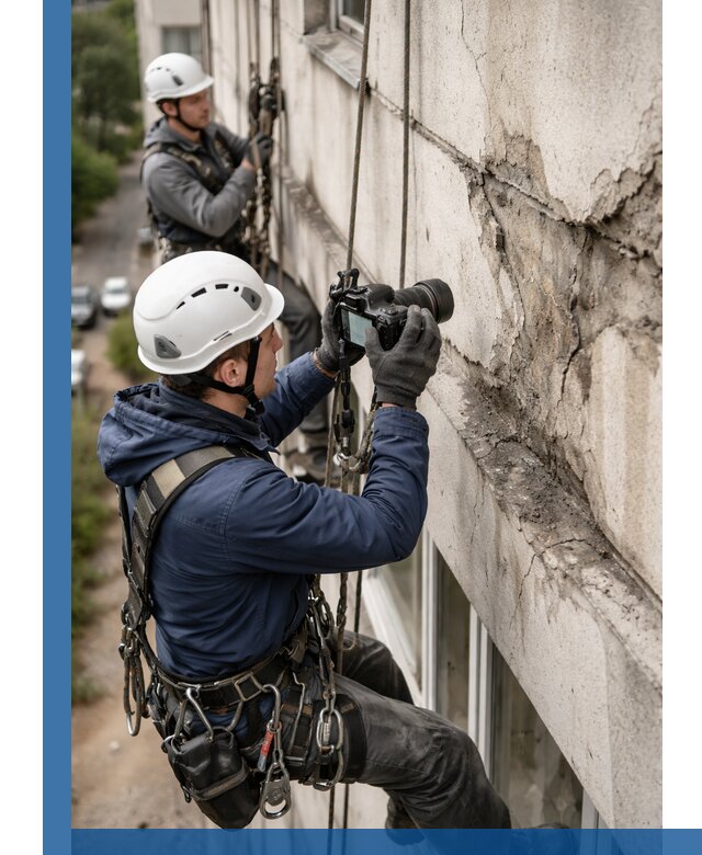 Фотофиксация дефектов фасада с высотной съемкой в Белорецке