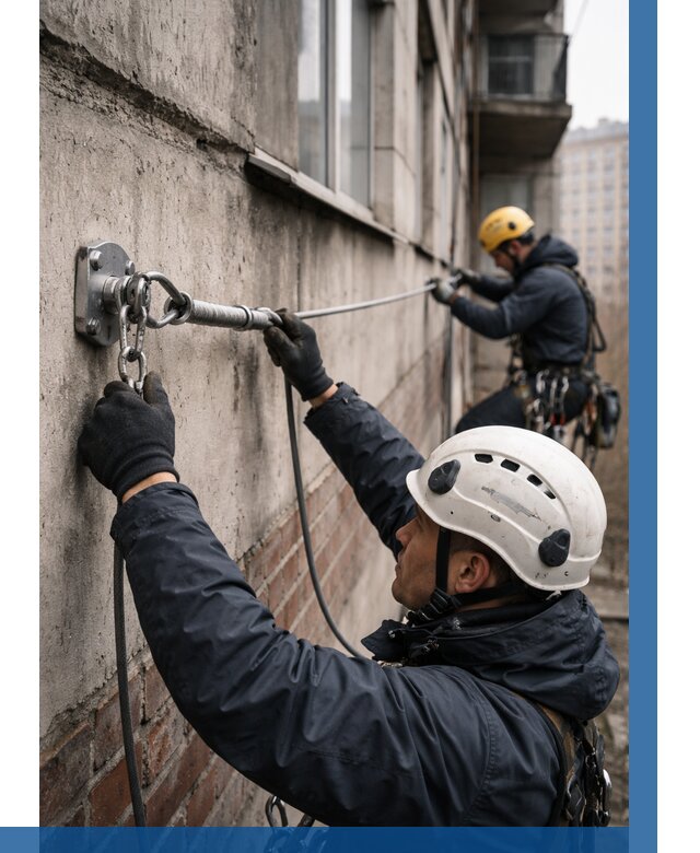 Монтаж анкерных линий в Белорецке от 3041 р. | ВЫСОТНИК-Блр